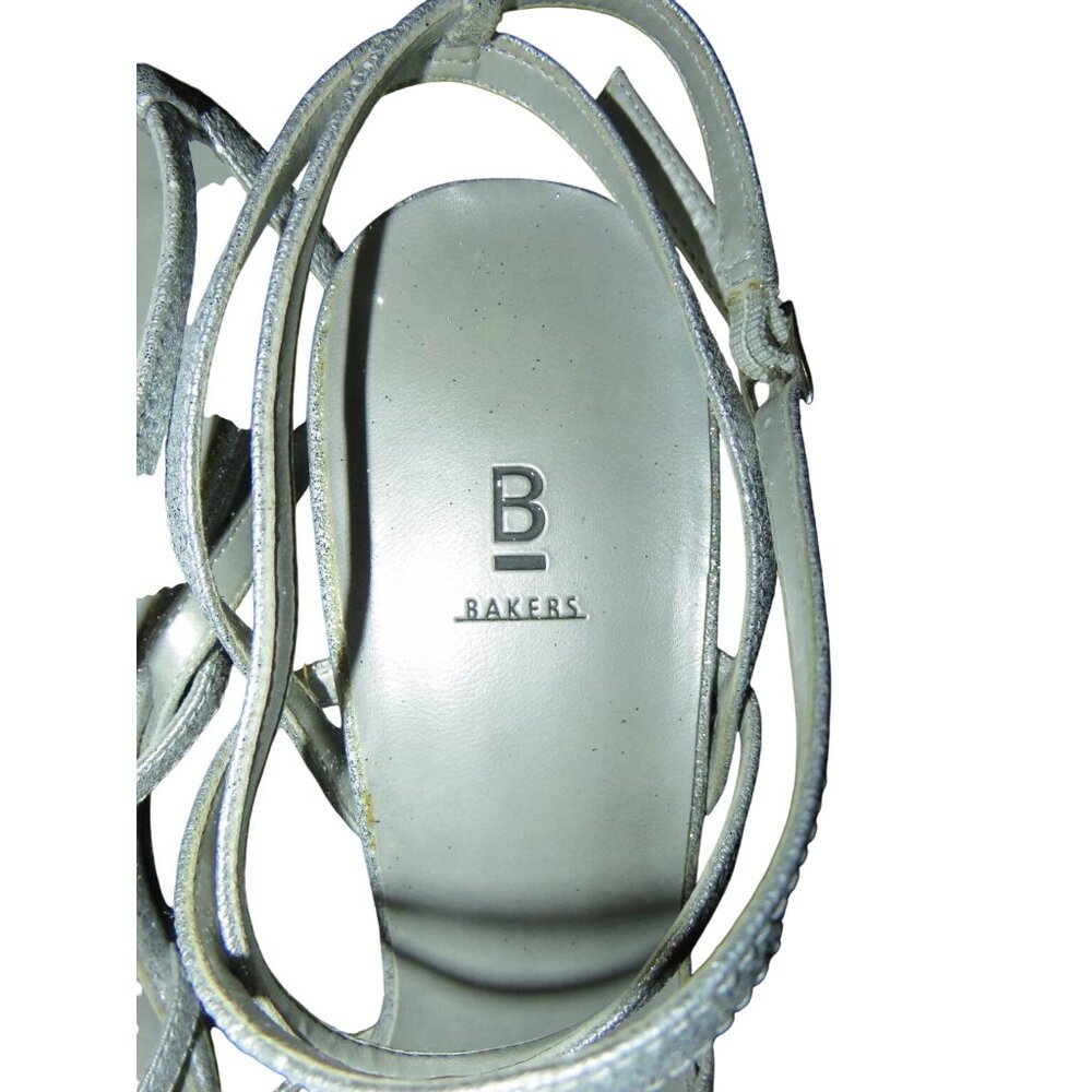 Bakers Shelly Glitter Strappy Metallic Silver Leather Heels size 10 - Picture 3 of 14